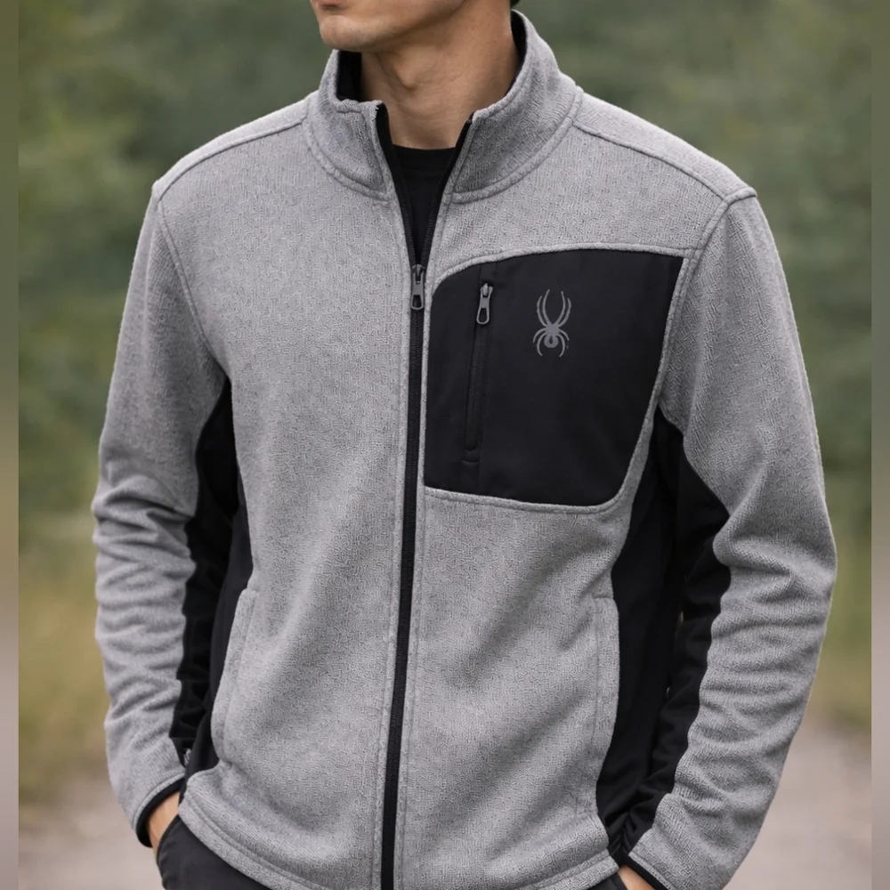 Spyder Men’s Full Zip Performance Jacket Gray Black NWT - XXL & L - Picture 2 of 16